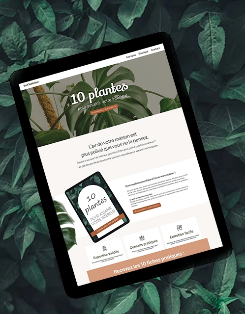 Exemple de landing page nature Ebook lead magnet